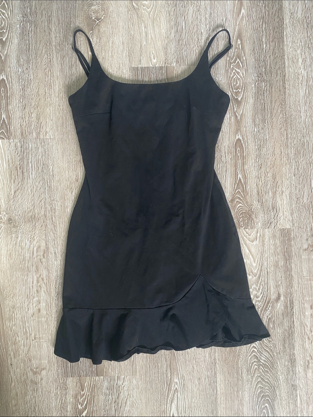 Princess Polly Black Mini Slip Dress with Ruffle Hem